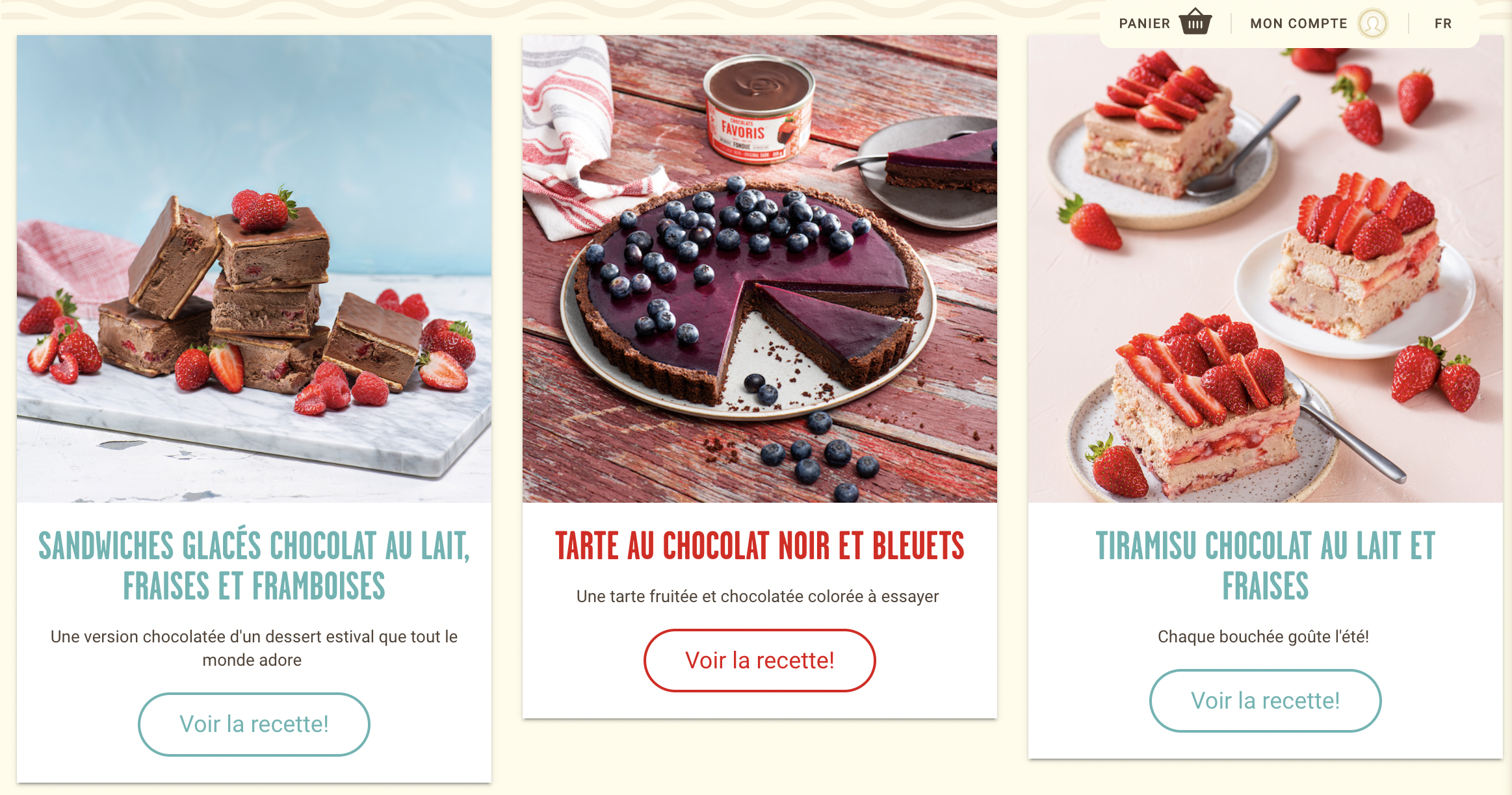 site e-commerce chocolats favoris